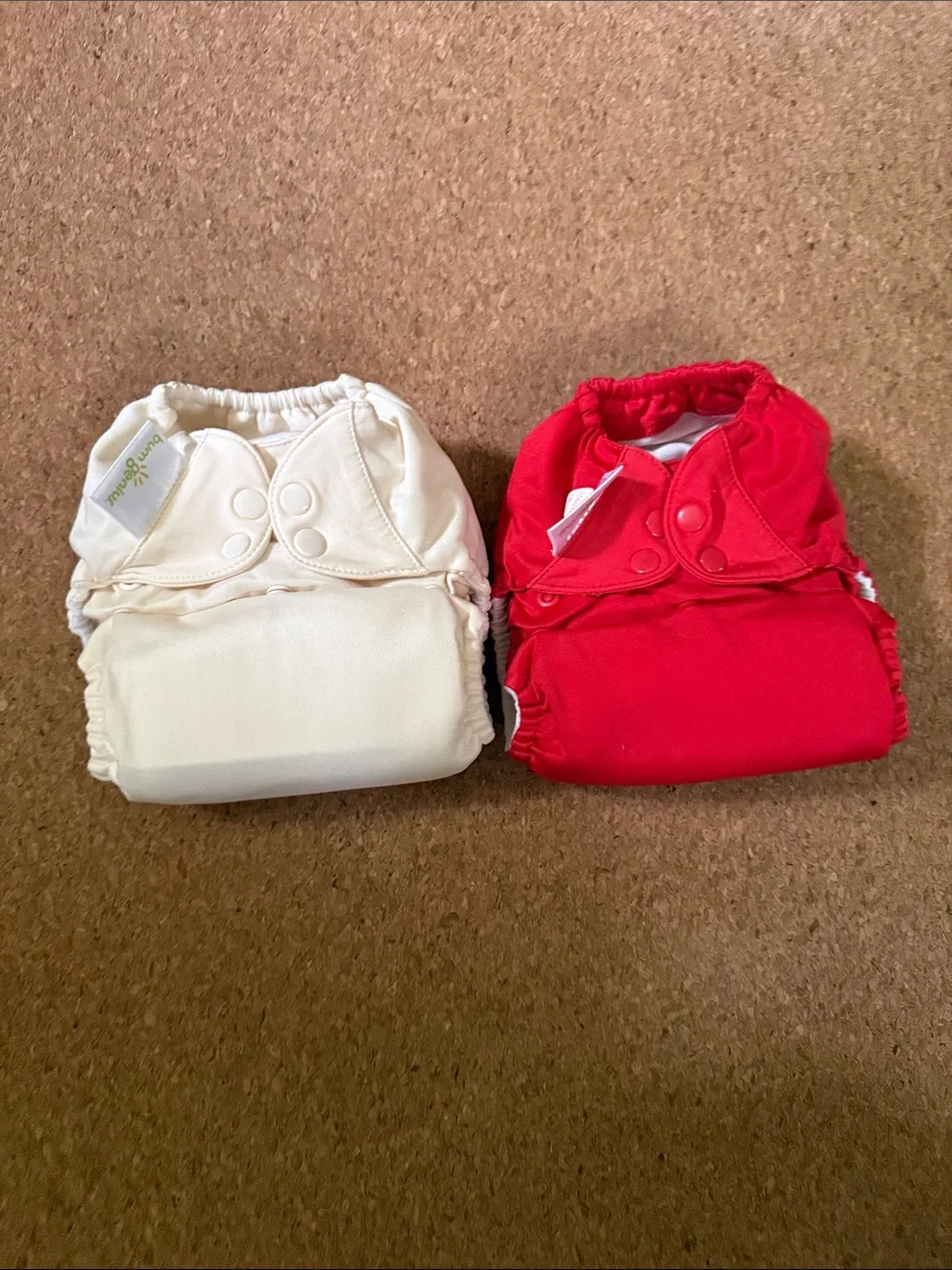 Bumgenius Freetime Set of two cloth diapers- Cream & Red